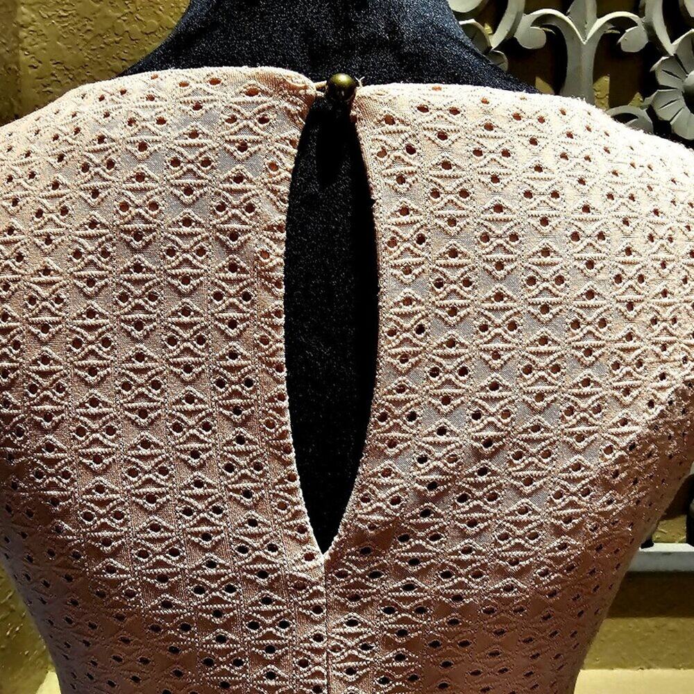 Speechless Pink Sleeveless S Tiered Babydoll Eyelet Dress Back Keyhole Detail - Picture 6 of 8